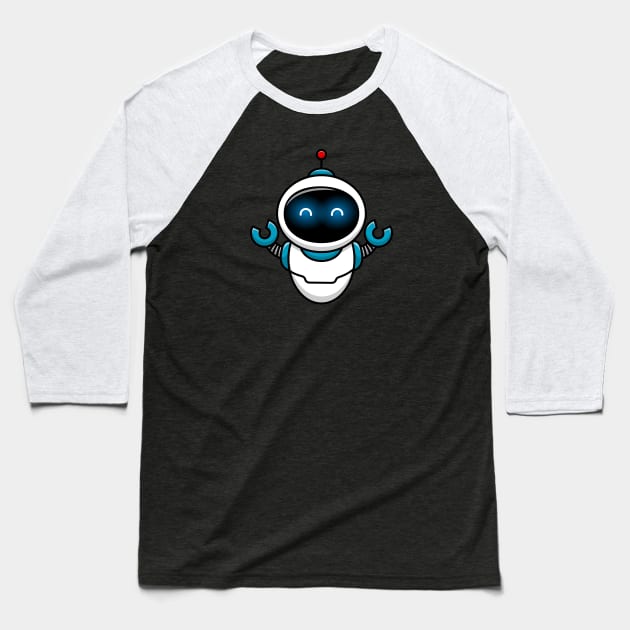 Cute Robot Cartoon Vector Icon Illustration Baseball T-Shirt by Catalyst Labs